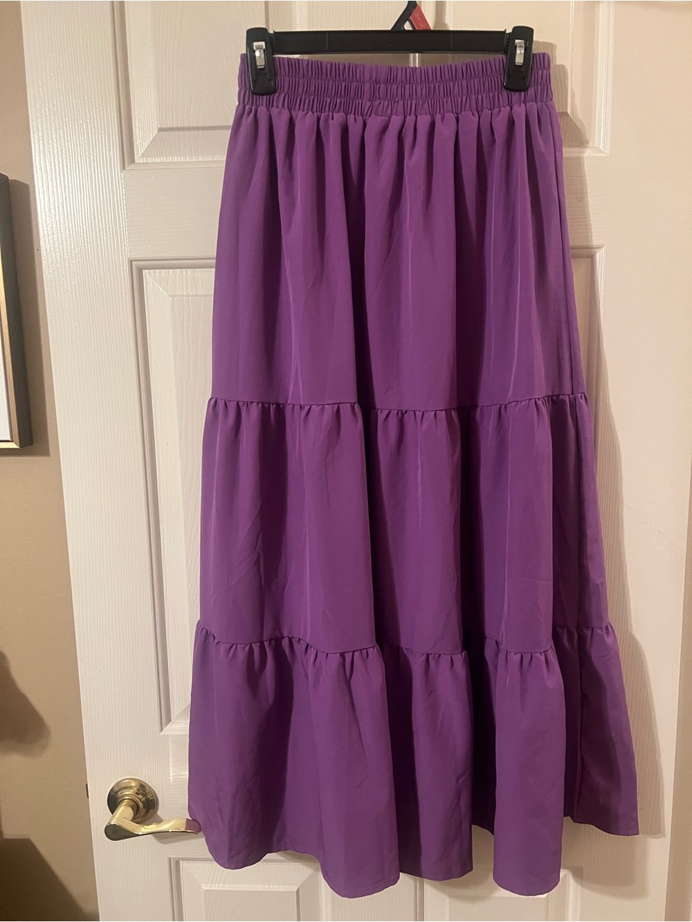 NWOT Women’s Purple Tiered Elastic Waist Maxi Skirt Size Small - Picture 3 of 6